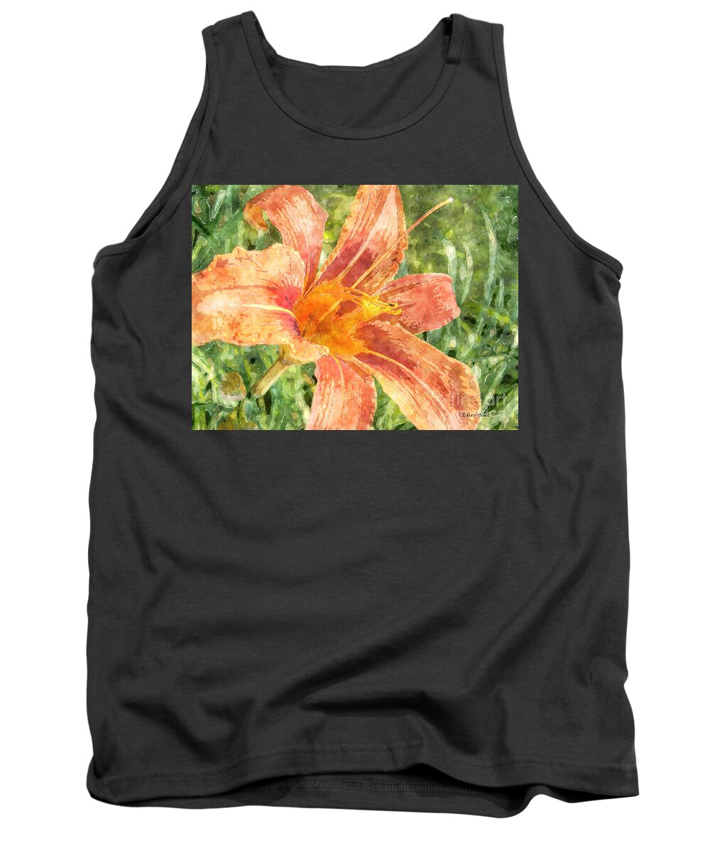 Lily Tank Top featuring the painting Orange Lily by Claire Bull