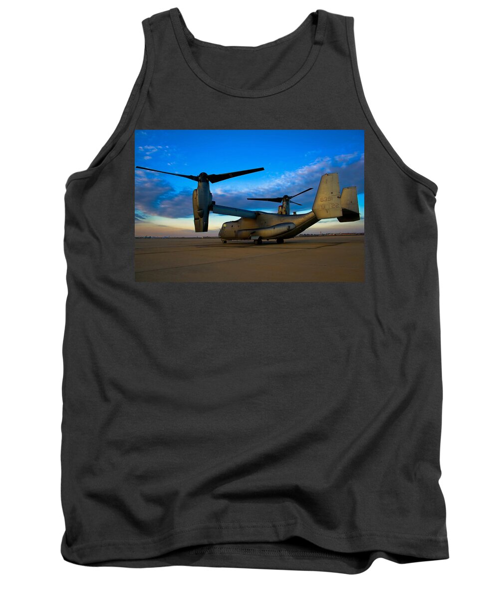 V22 Tank Top featuring the photograph Osprey Sunrise Series 1 of 4 by Ricky Barnard