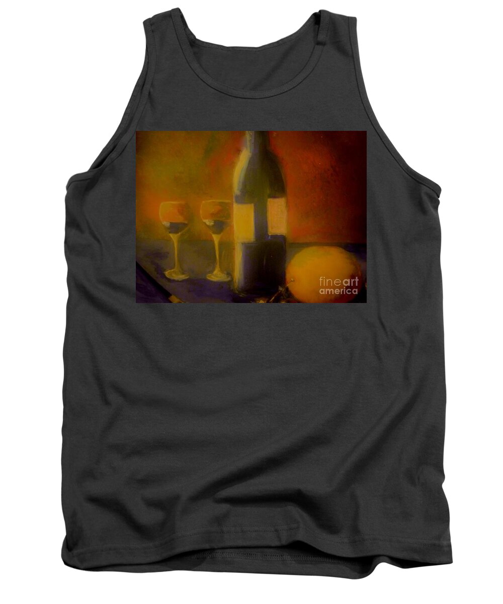 Antique Tank Top featuring the painting Painting and Wine by Lisa Kaiser
