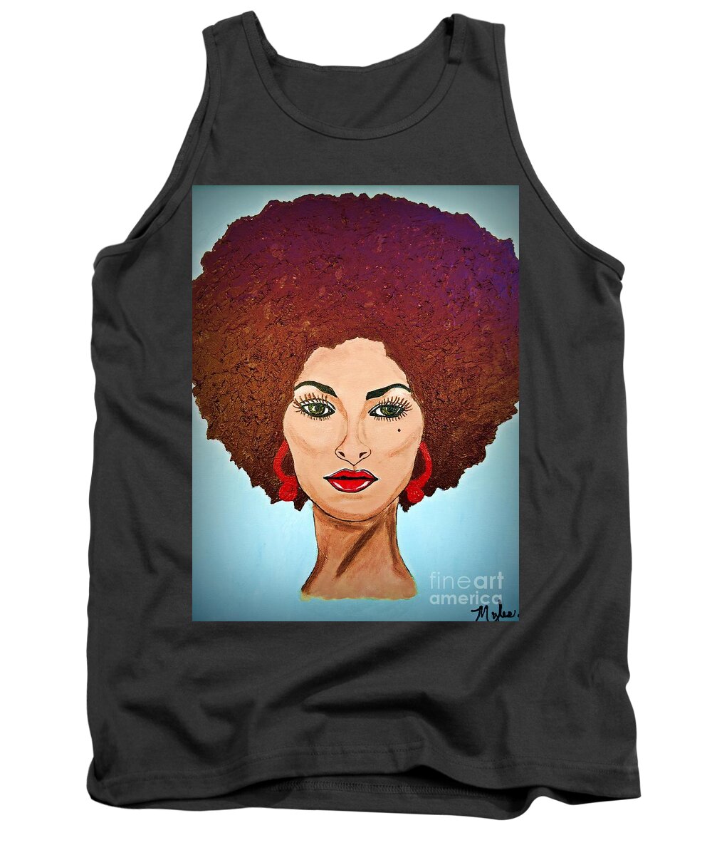 Pam Grier Tank Top featuring the painting Pam Grier c1970 the original Diva by Saundra Myles