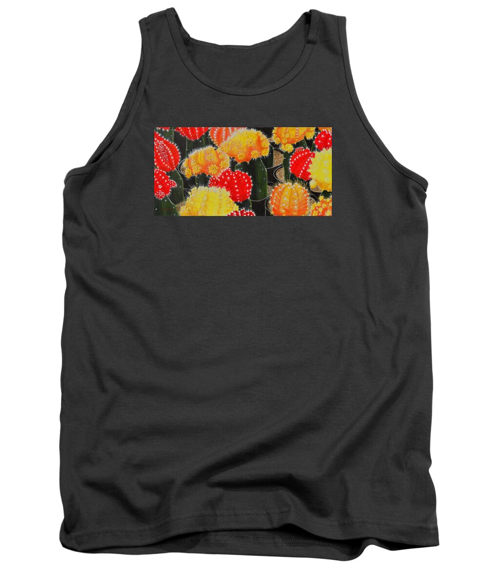 Cactus Tank Top featuring the painting Party Girls by Donna Manaraze