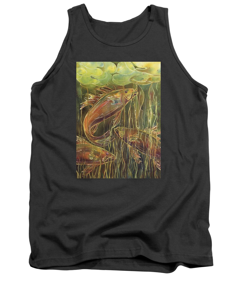 Lily Tank Top featuring the painting Party Under The Lily Pads II by Johanna Axelrod