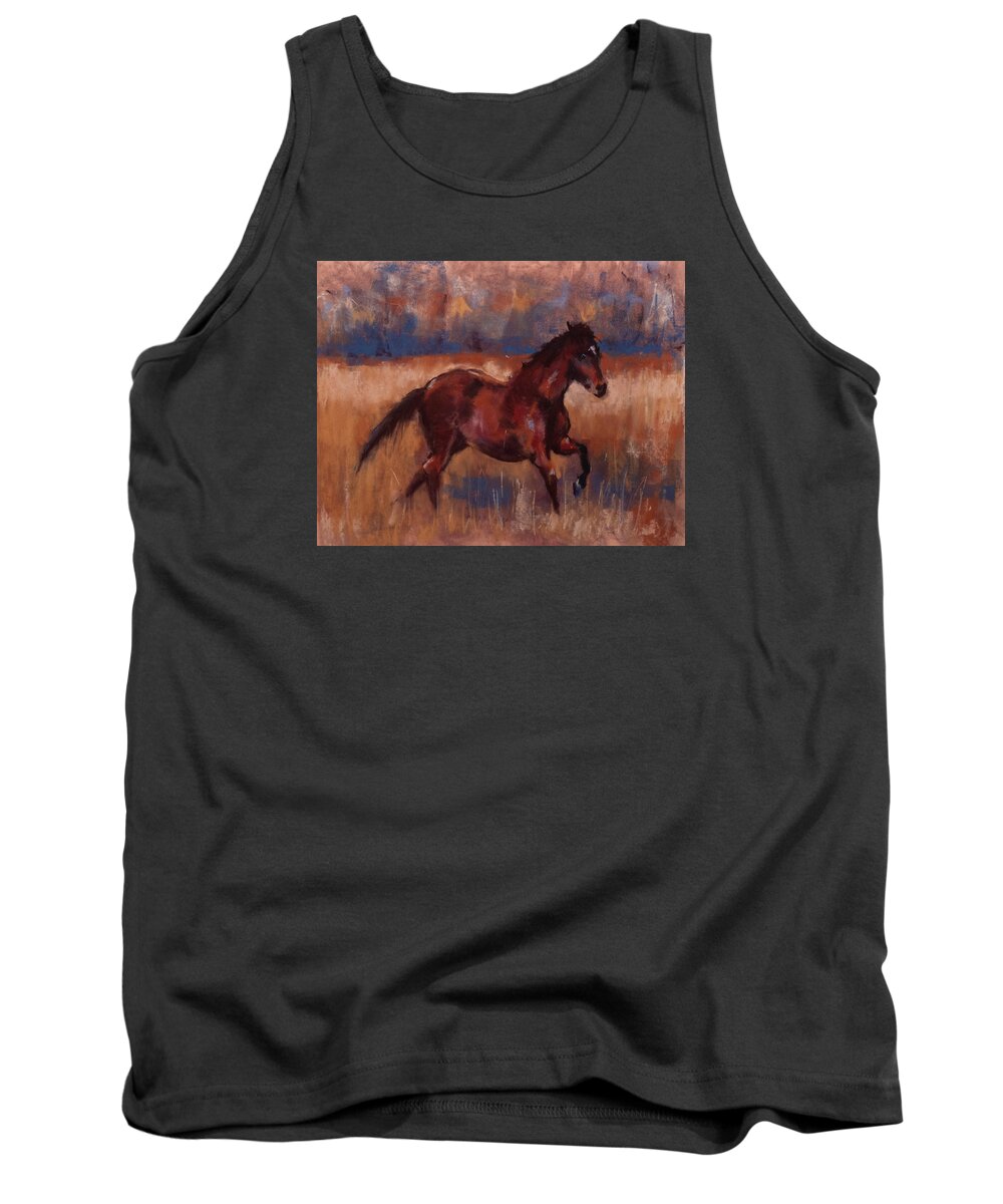 Horse Tank Top featuring the painting Payote's Run by Jim Fronapfel