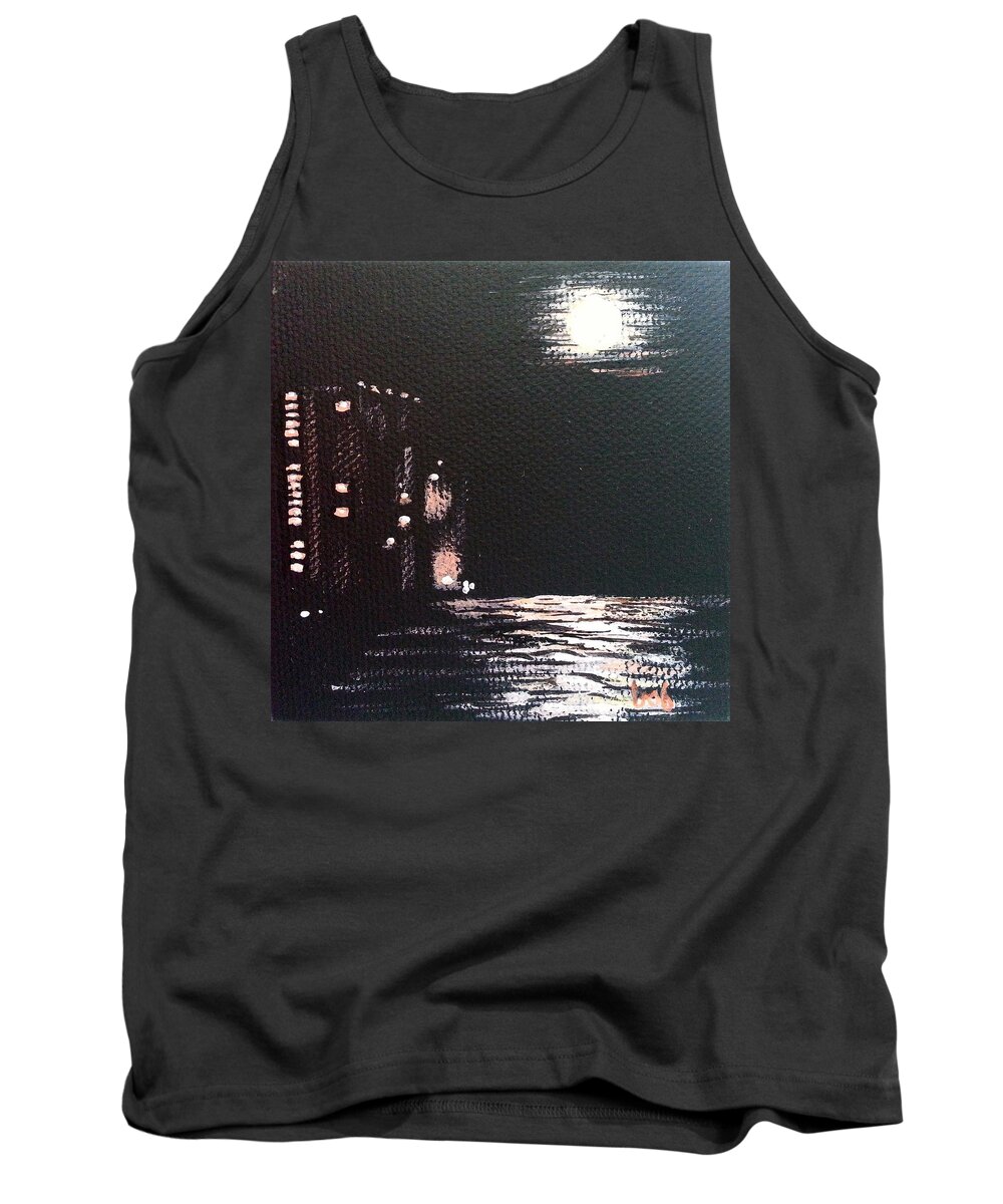 Moon Tank Top featuring the painting PCB Moon by Brenda Stevens Fanning