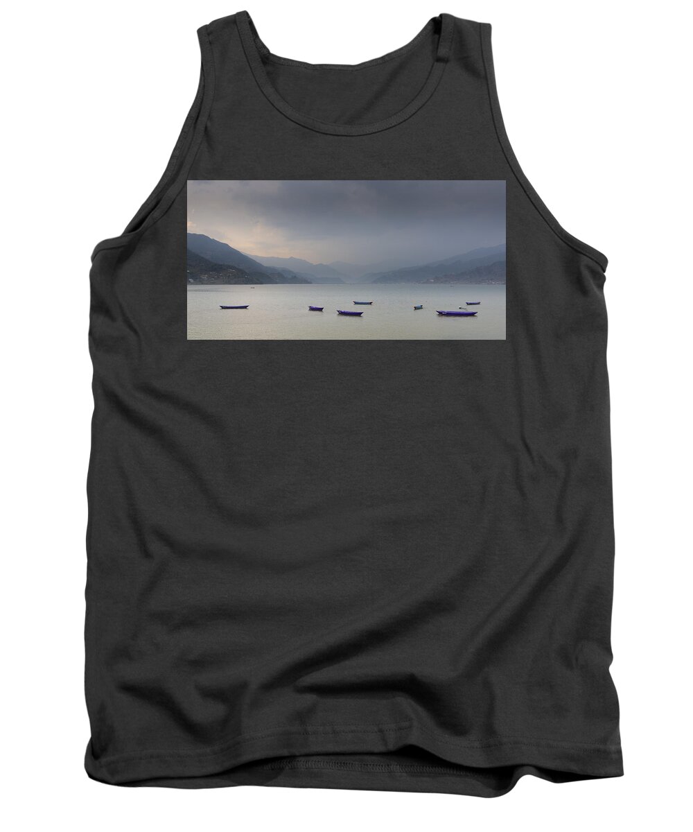 Nepal Tank Top featuring the photograph Phewa lake in Pokhara by Dutourdumonde Photography