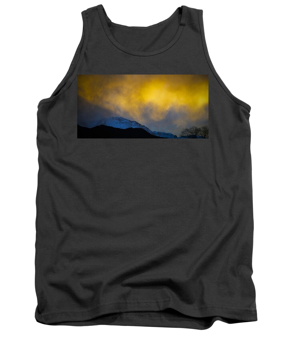 Pike's Peak Snow At Sunset Tank Top featuring the photograph Pike's Peak snow at sunset by Greg Reed
