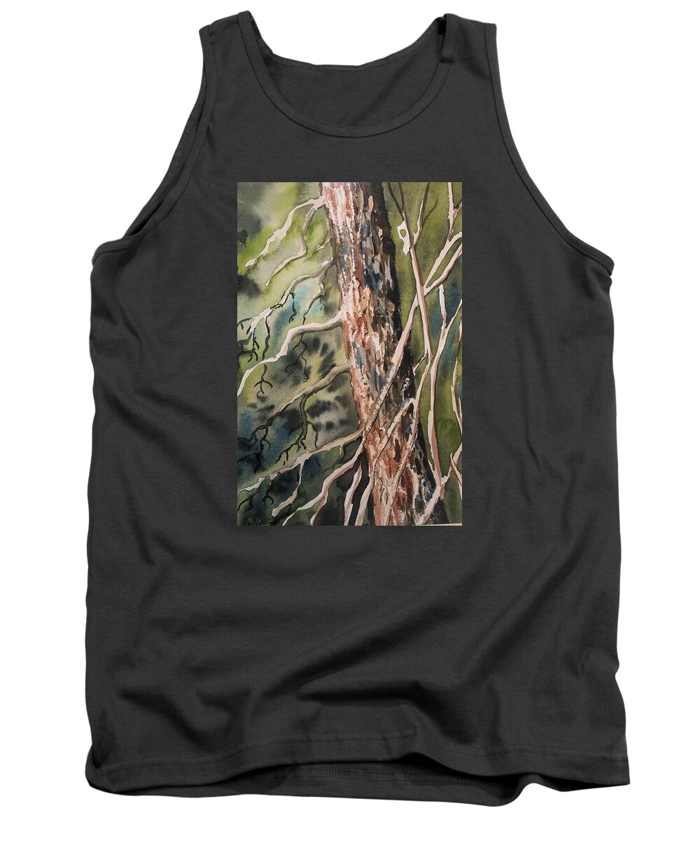Plein Air Tank Top featuring the painting Pine Tree by Lynne Haines