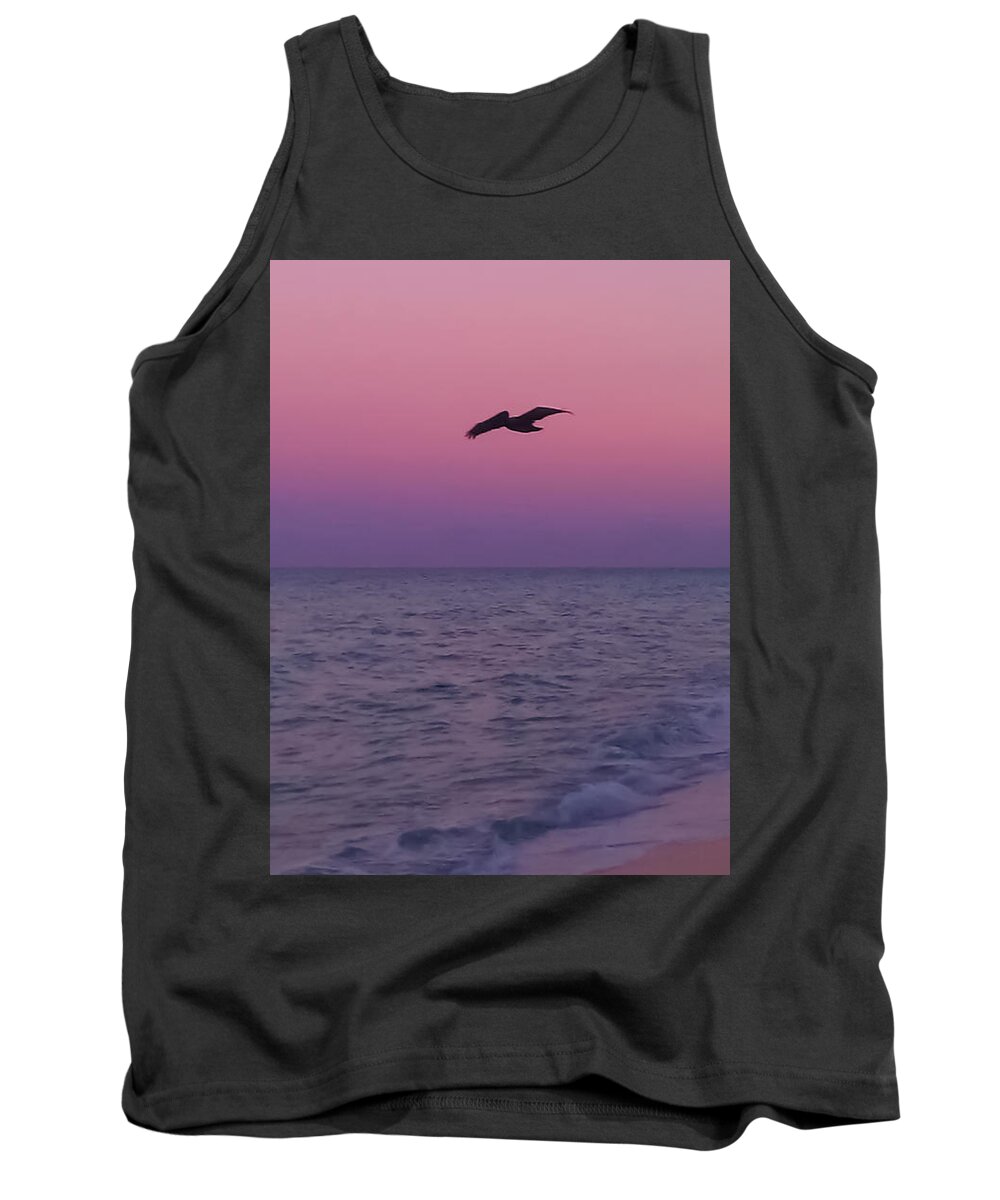Pink Tank Top featuring the photograph Pink Beach Sunset by Charlie Cliques