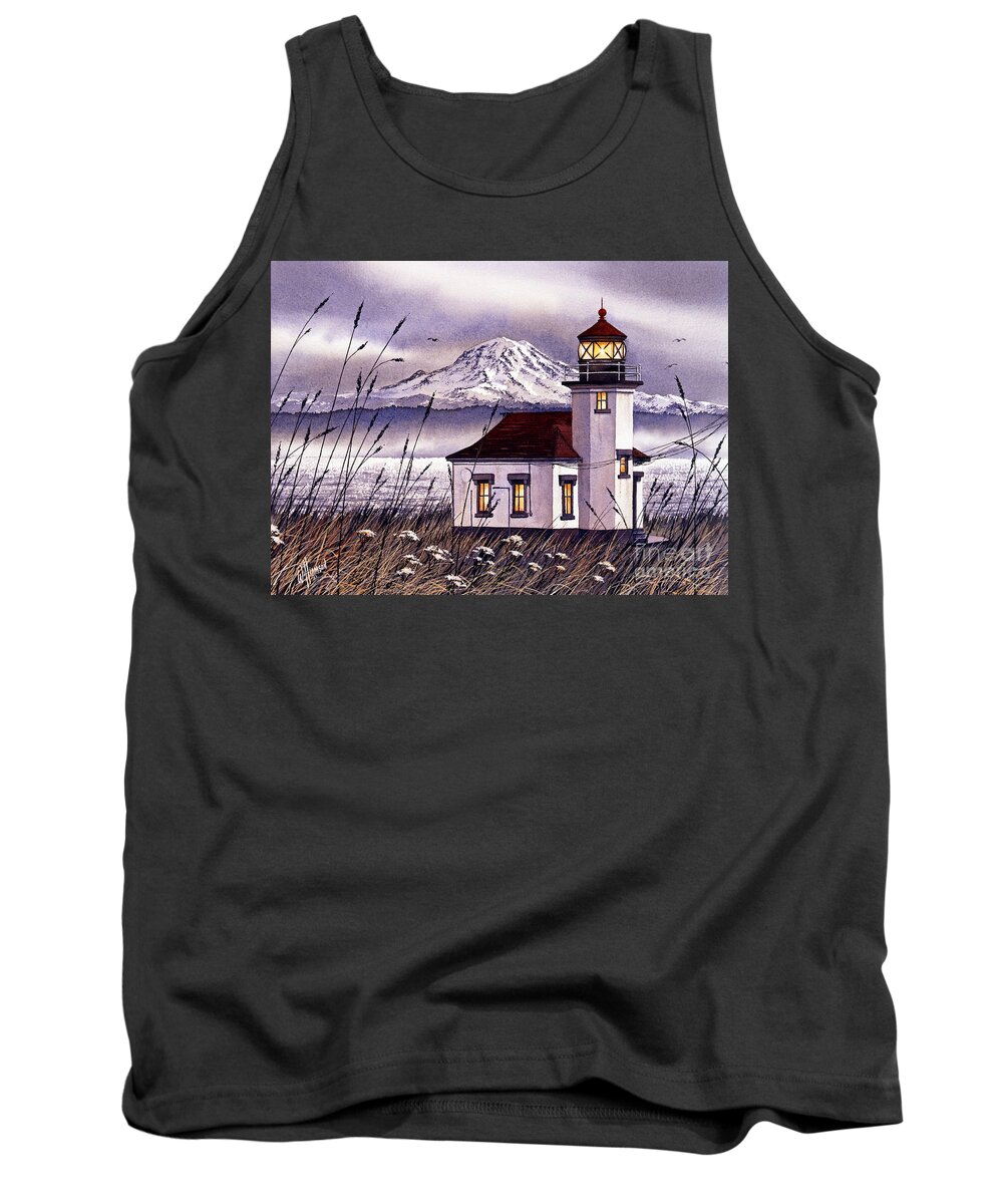 Lighthouse Fine Art Print Tank Top featuring the painting Point Robinson Lighthouse by James Williamson