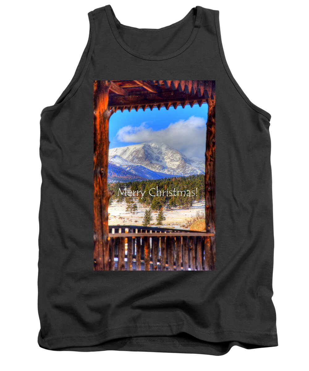 Merry Tank Top featuring the photograph Porch View Christmas 4166 by Jerry Sodorff