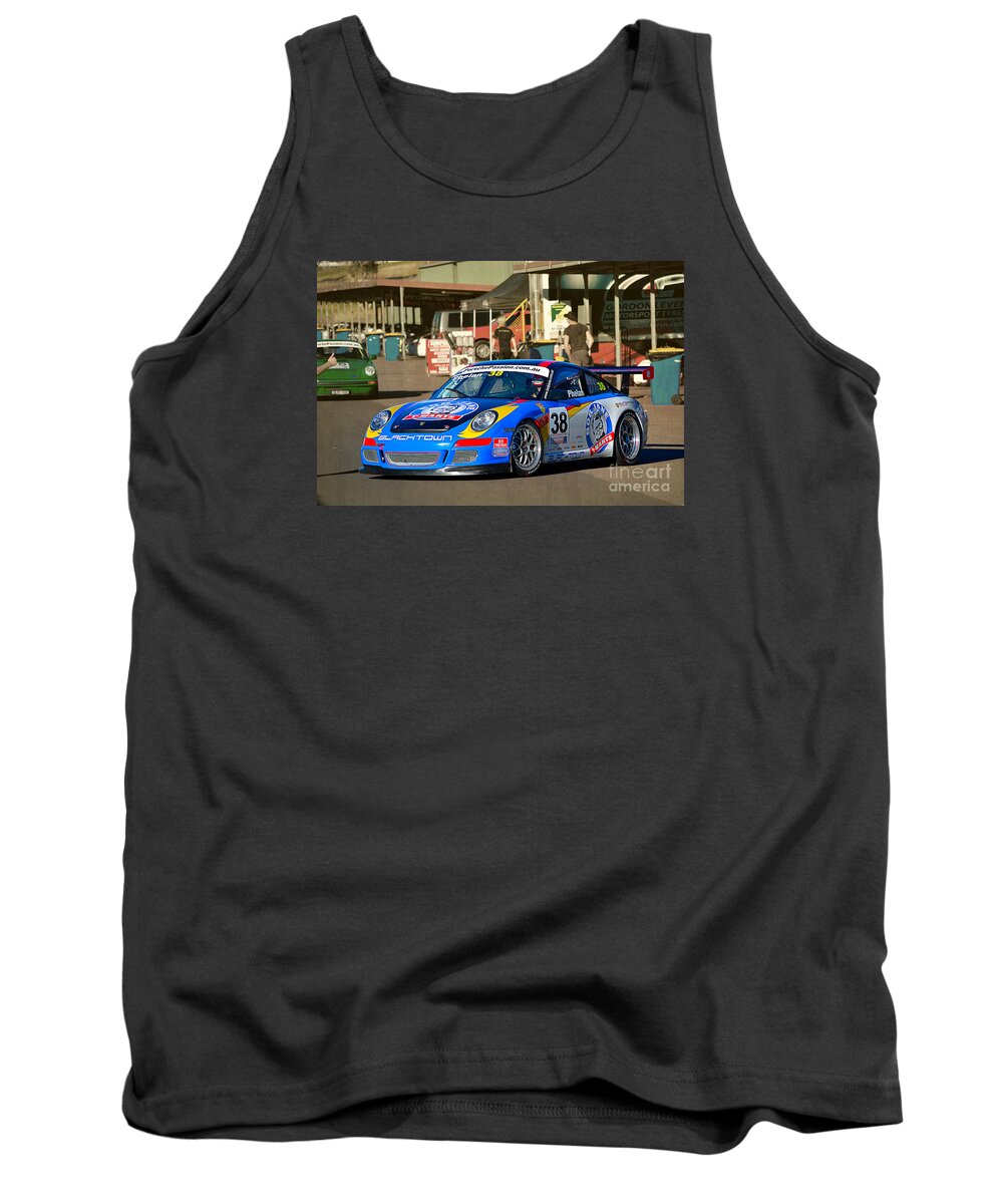 Porsche Tank Top featuring the photograph Porsche in the Pits by Stuart Row