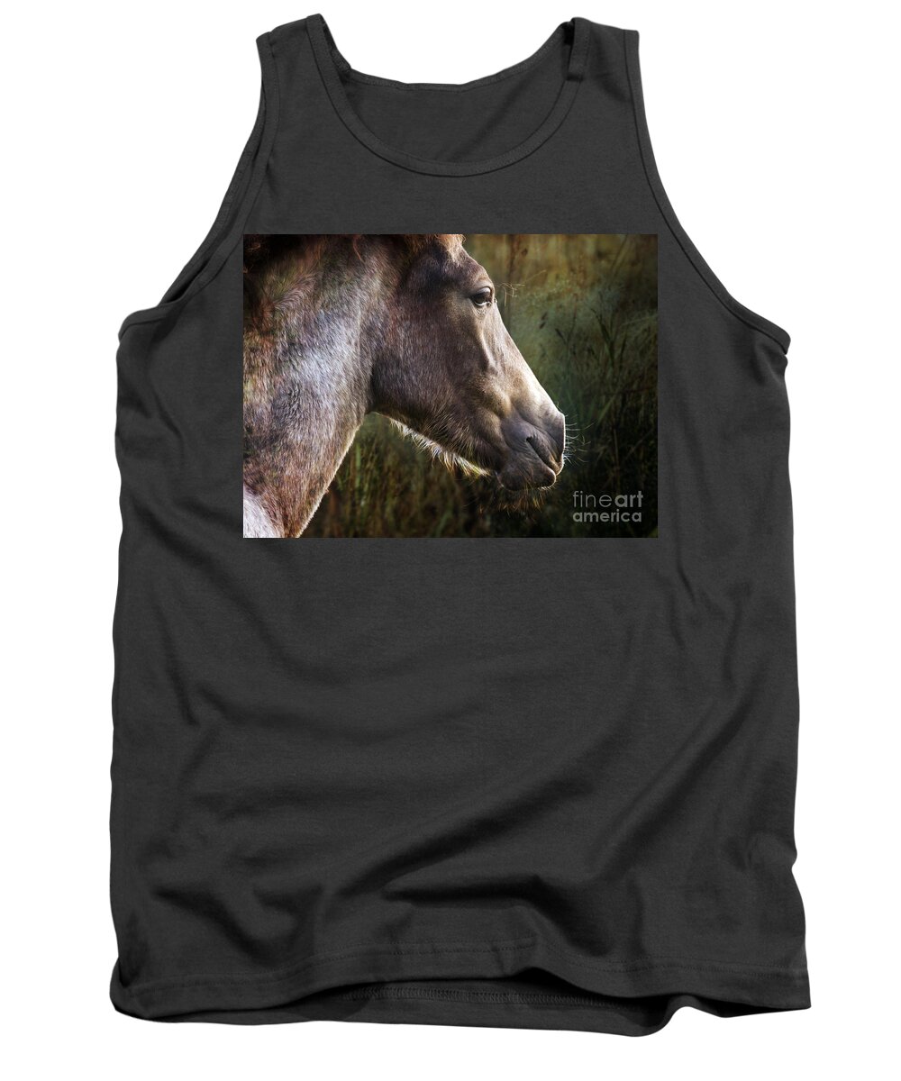Pony Tank Top featuring the photograph Portrait Of A Dreaming Horse by Ang El