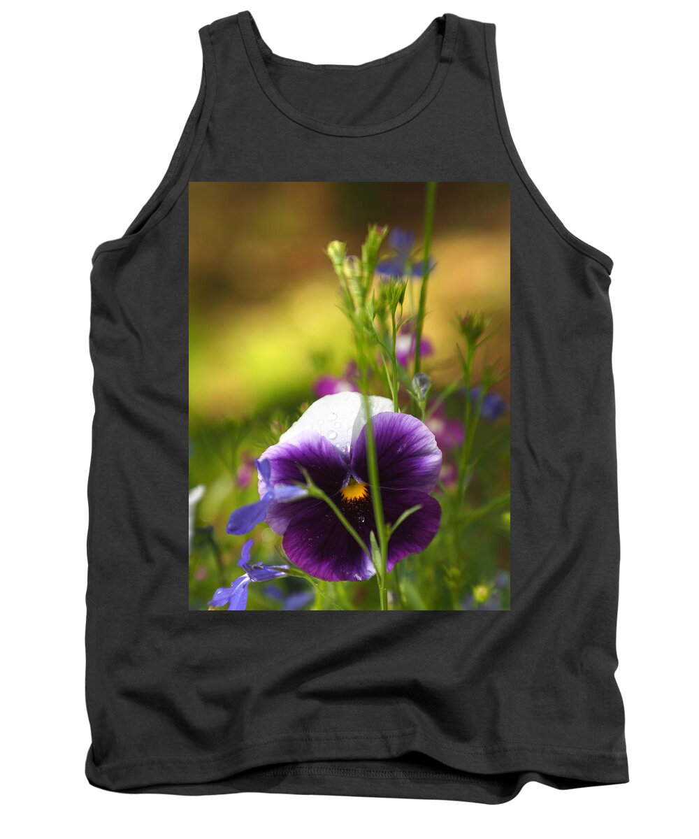 Flowers Tank Top featuring the photograph Pretty Pansy And Lobelias by Dorothy Lee