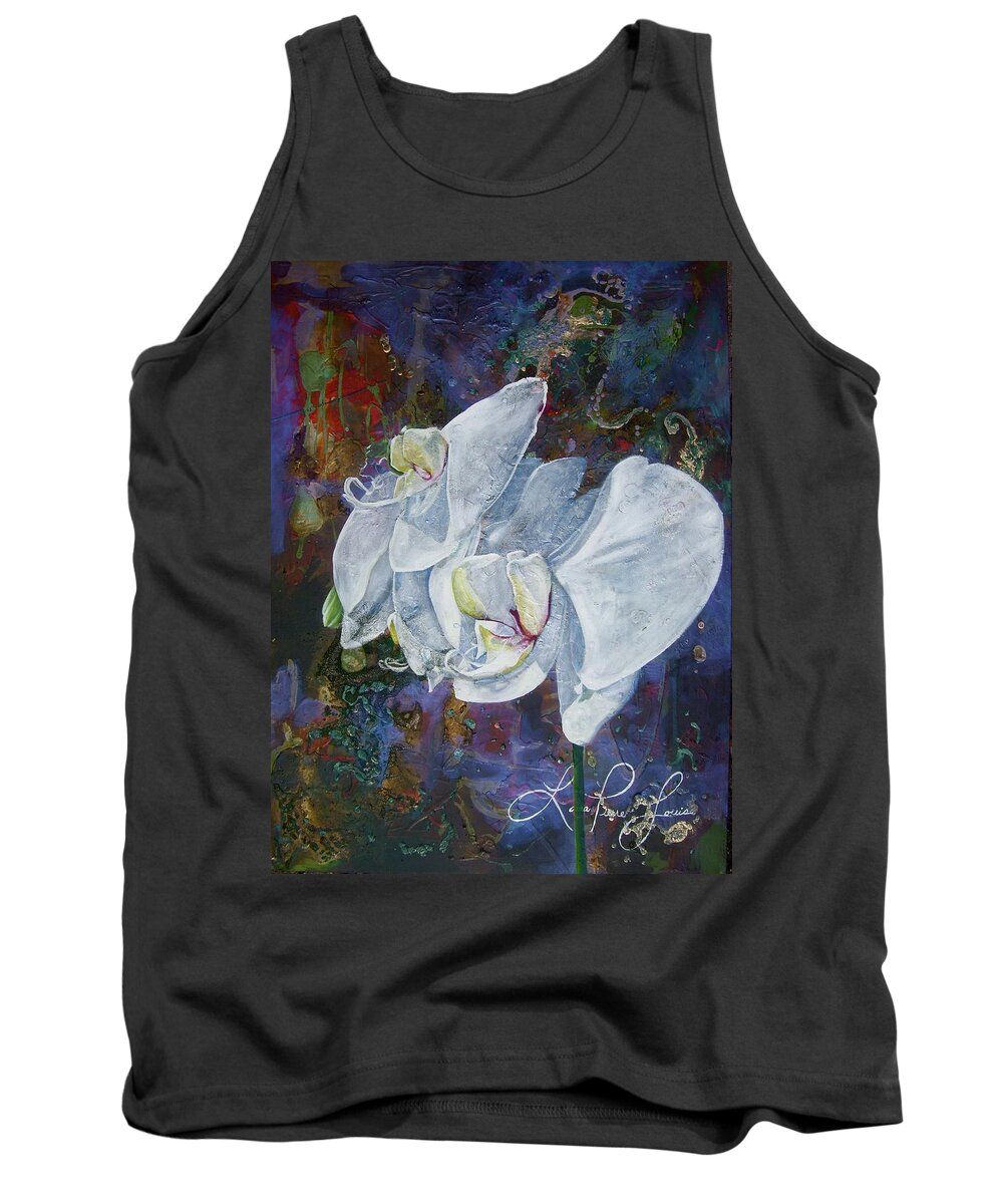 Orchids Tank Top featuring the painting Profile by Laura Pierre-Louis