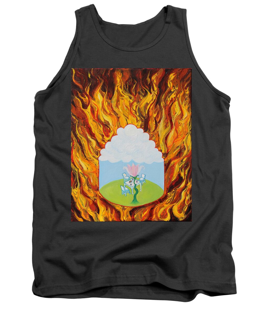 Fire Tank Top featuring the painting Prophetic Message Sketch 35 What will Seem Impossible will Happen by Anne Cameron Cutri