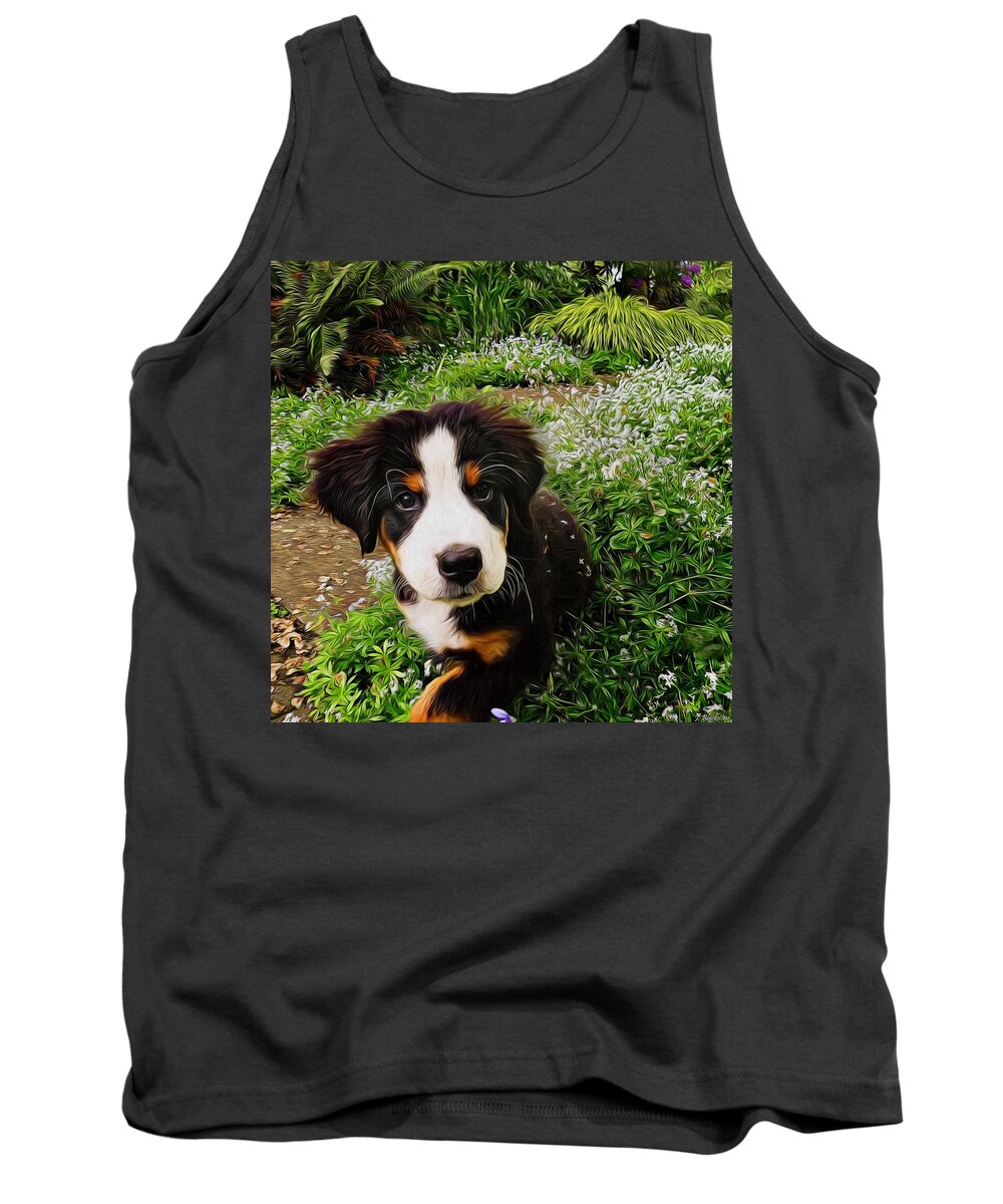 Little Lily Tank Top featuring the painting Puppy Art - Little Lily by Jordan Blackstone