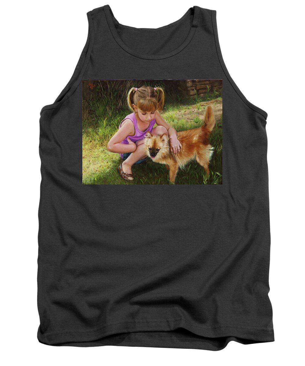 Puppy Tank Top featuring the painting Puppy Love by Glenn Beasley