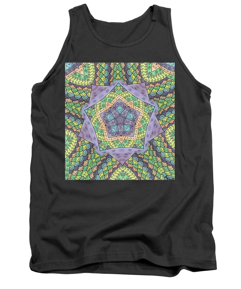 Kaleidoscope Tank Top featuring the painting Purple Passion by Susie WEBER