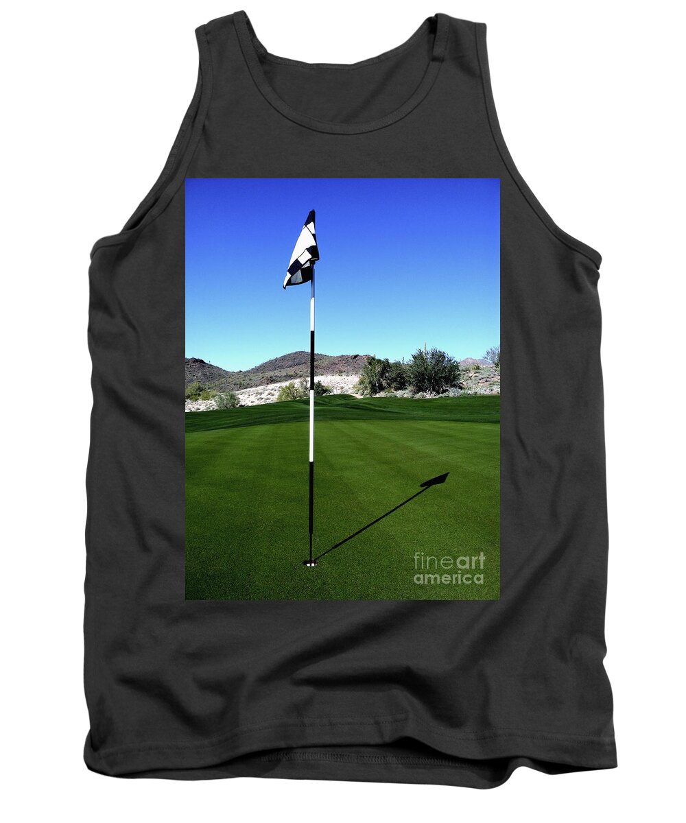 Activity Tank Top featuring the photograph Putting Green and Flag on Golf Course by Bryan Mullennix