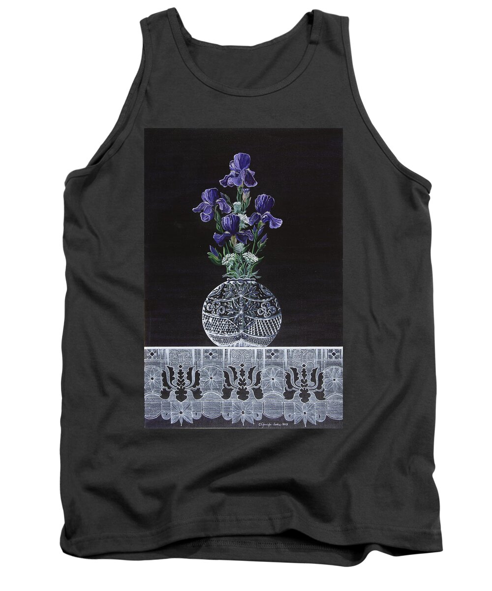 Lace Tank Top featuring the painting Queen Iris's Lace by Jennifer Lake