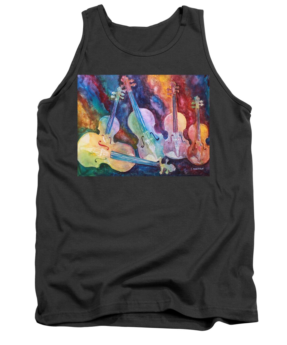 Violin Tank Top featuring the painting Quintet in Color by Jenny Armitage