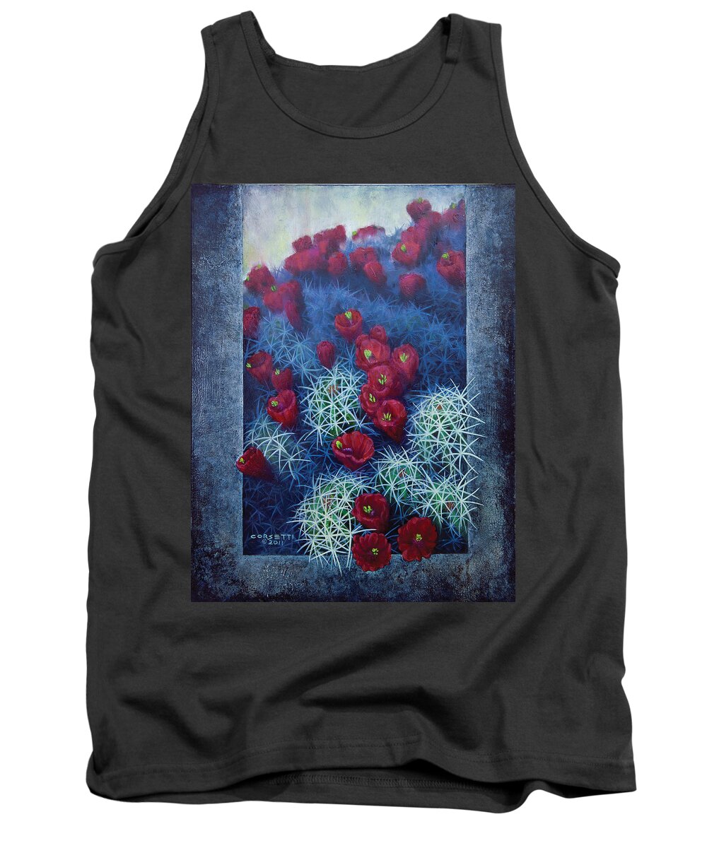 Cactus Tank Top featuring the painting Red Cactus by Robert Corsetti