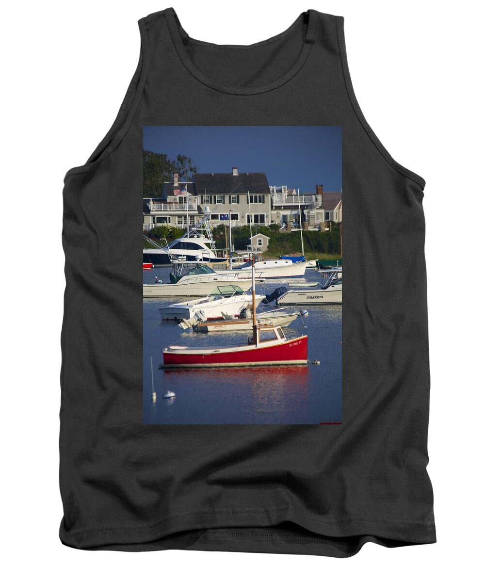 Red Tank Top featuring the photograph Red Sailboat by Allan Morrison