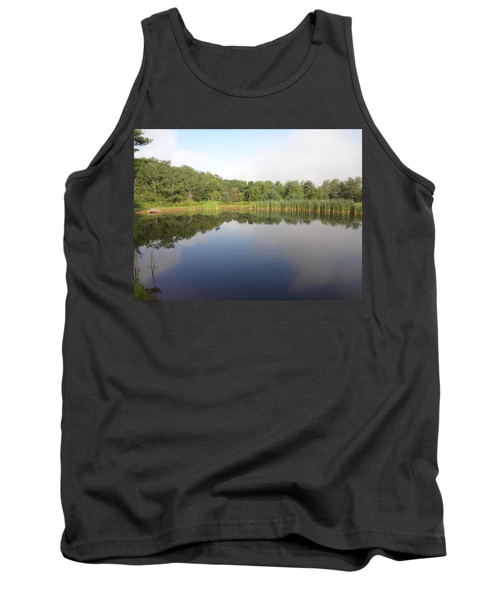 Reflection Tank Top featuring the photograph Reflections of a still pond by Michael Porchik