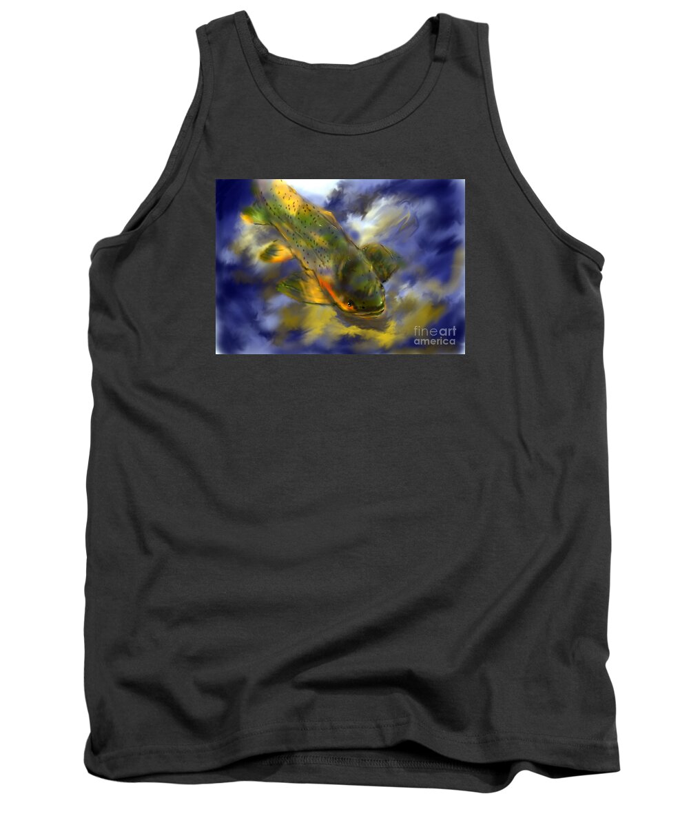 Fish Tank Top featuring the pastel Rocky Mountain Trout by Jim Fronapfel