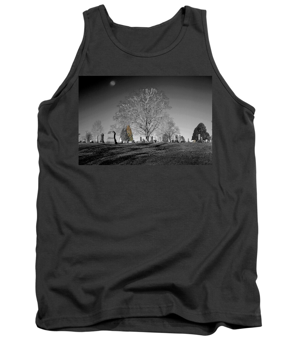 Moon Tank Top featuring the photograph Roseville Cemetary by David Yocum