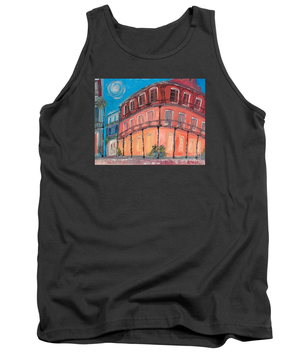 Colorful New Orleans Tank Top featuring the painting Royal Hotel Moon by Kerin Beard