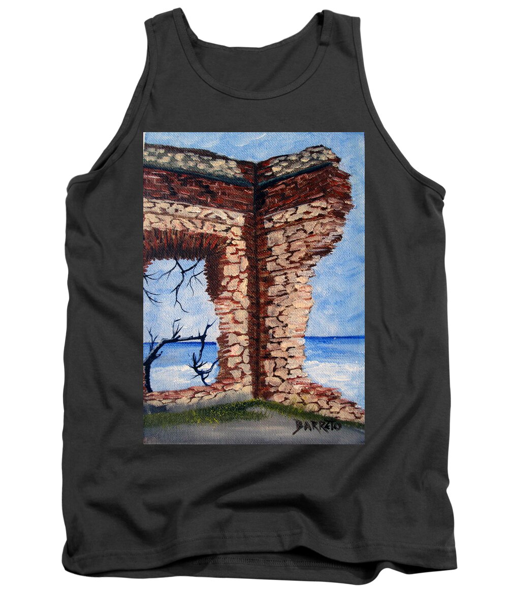 Aguadilla Tank Top featuring the painting Ruins of Aguadilla Lighthouse by Gloria E Barreto-Rodriguez