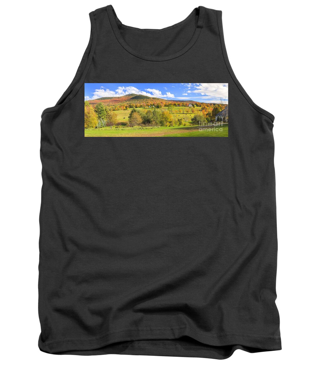 Autumn Tank Top featuring the photograph Rural New England Autumn panorama by Ken Brown