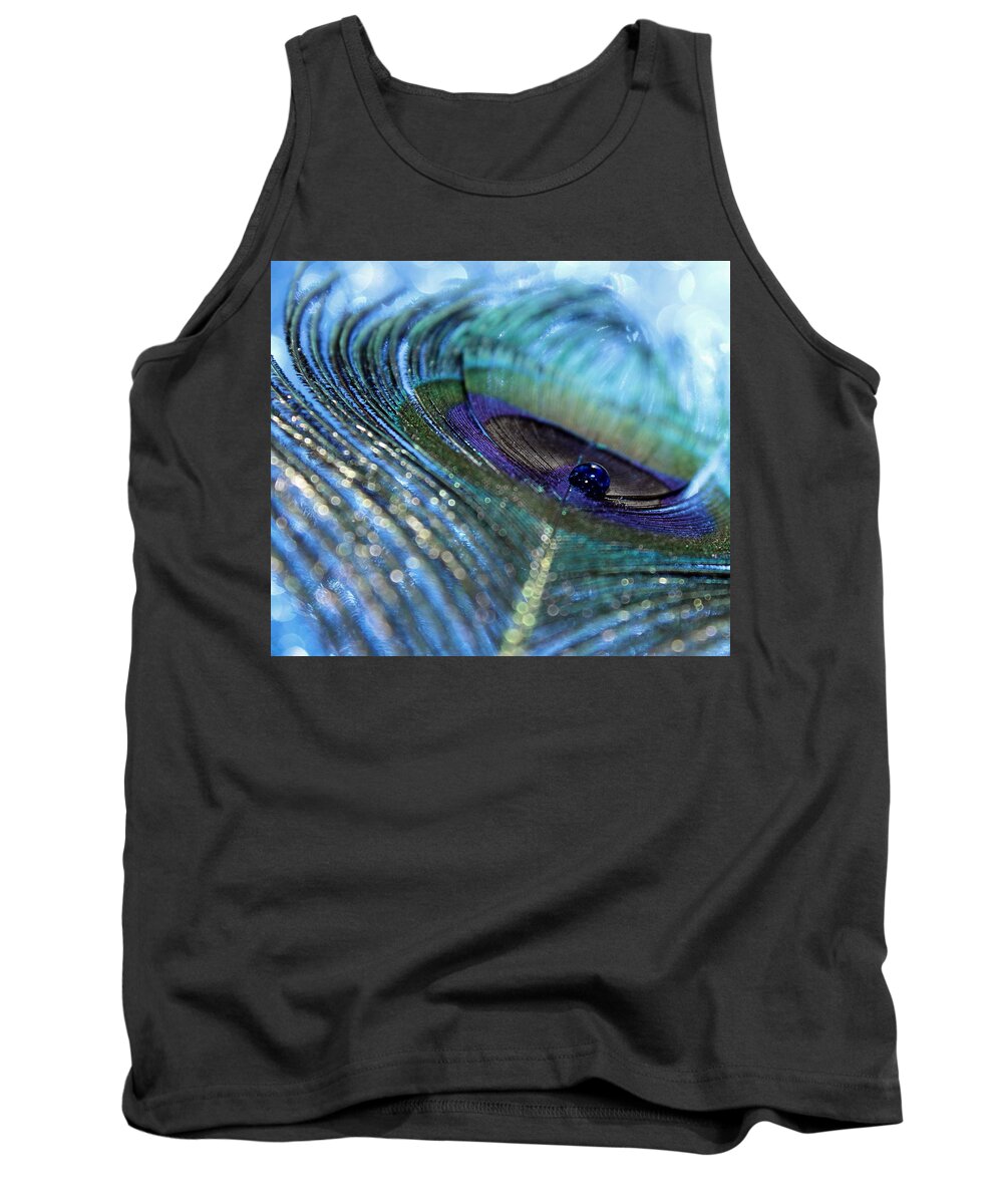 Peacock Feather Tank Top featuring the photograph Saphire Blues by Krissy Katsimbras