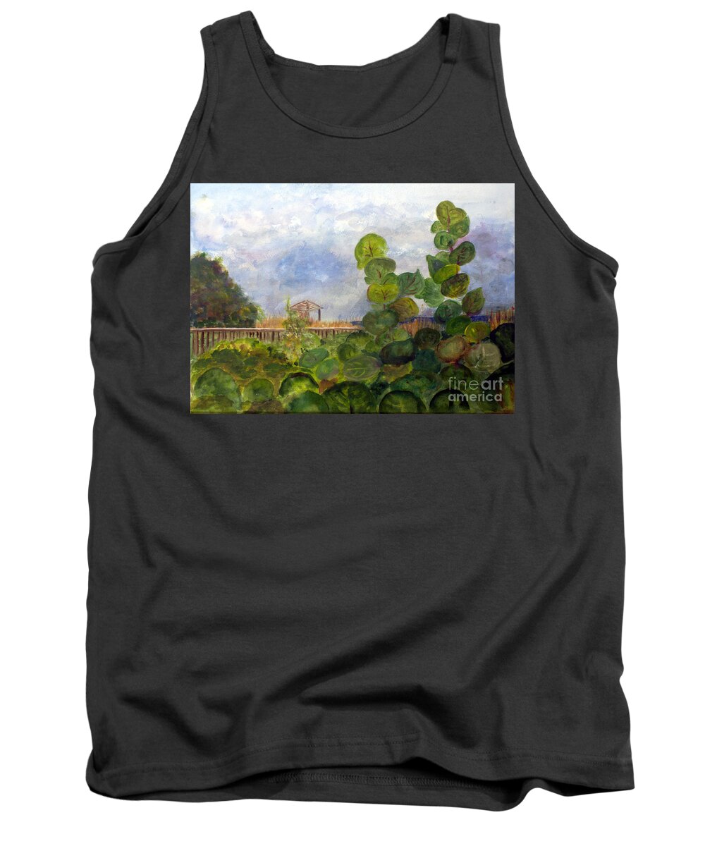 Artist Tank Top featuring the painting Sea Grapes at Atlantic Dunes by Donna Walsh