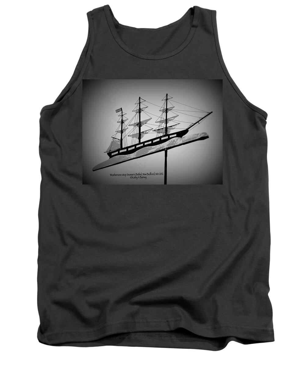 Weathervane Tank Top featuring the photograph Seaman's Bethel Weathervane by Kathy Barney