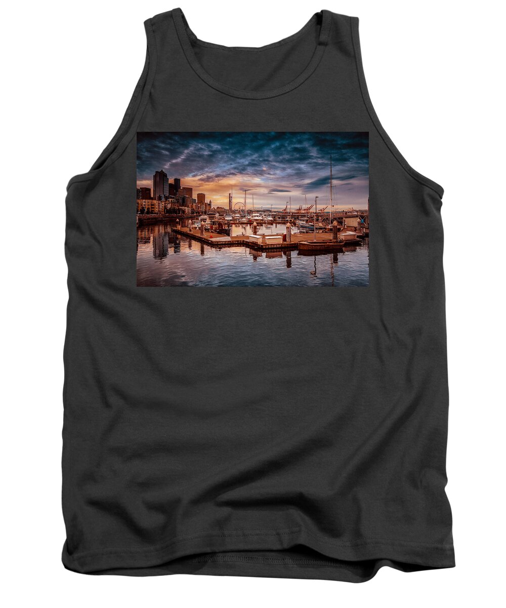 Scenic Tank Top featuring the photograph Seattle marinescape. by Eti Reid