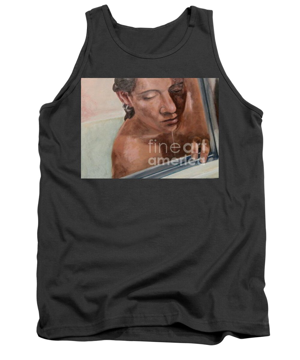 Oil Painting Tank Top featuring the painting Self portrait in NJ Bath by M Bellavia