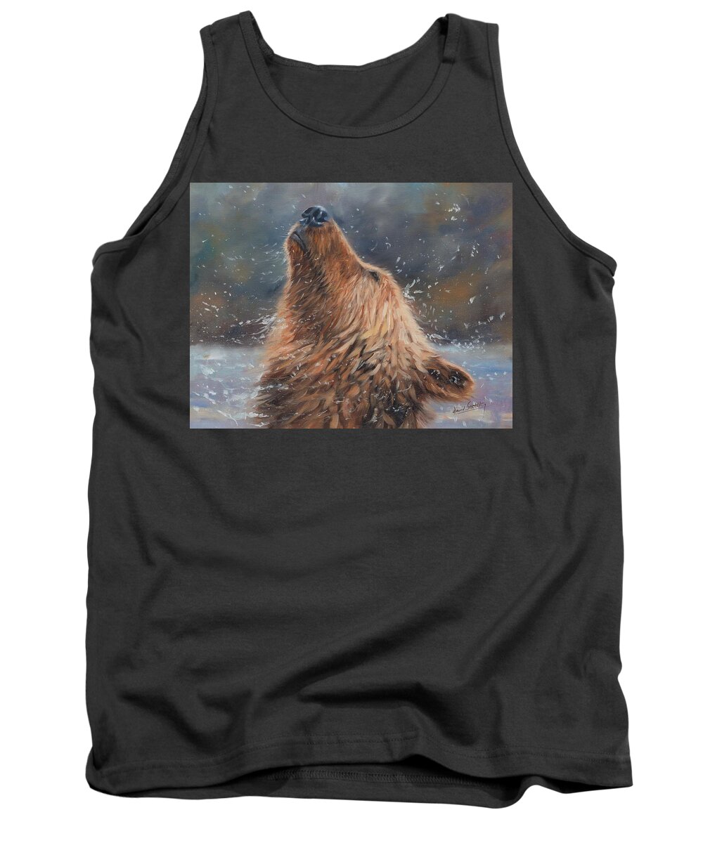 Bear Tank Top featuring the painting Shake it by David Stribbling