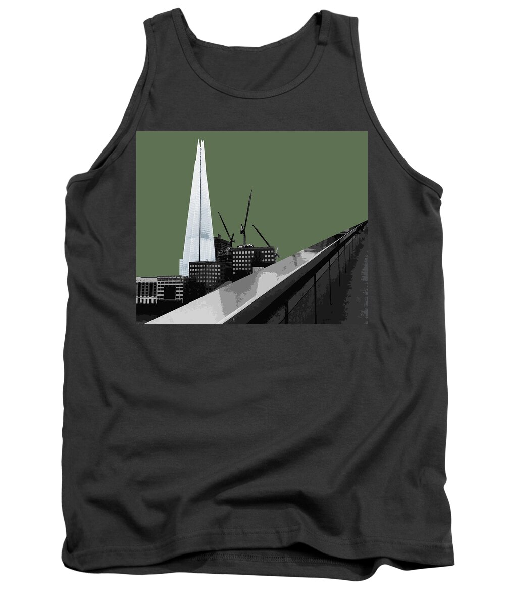 Gherkin Tank Top featuring the mixed media Shard - Olive GREEN #2 by BFA Prints