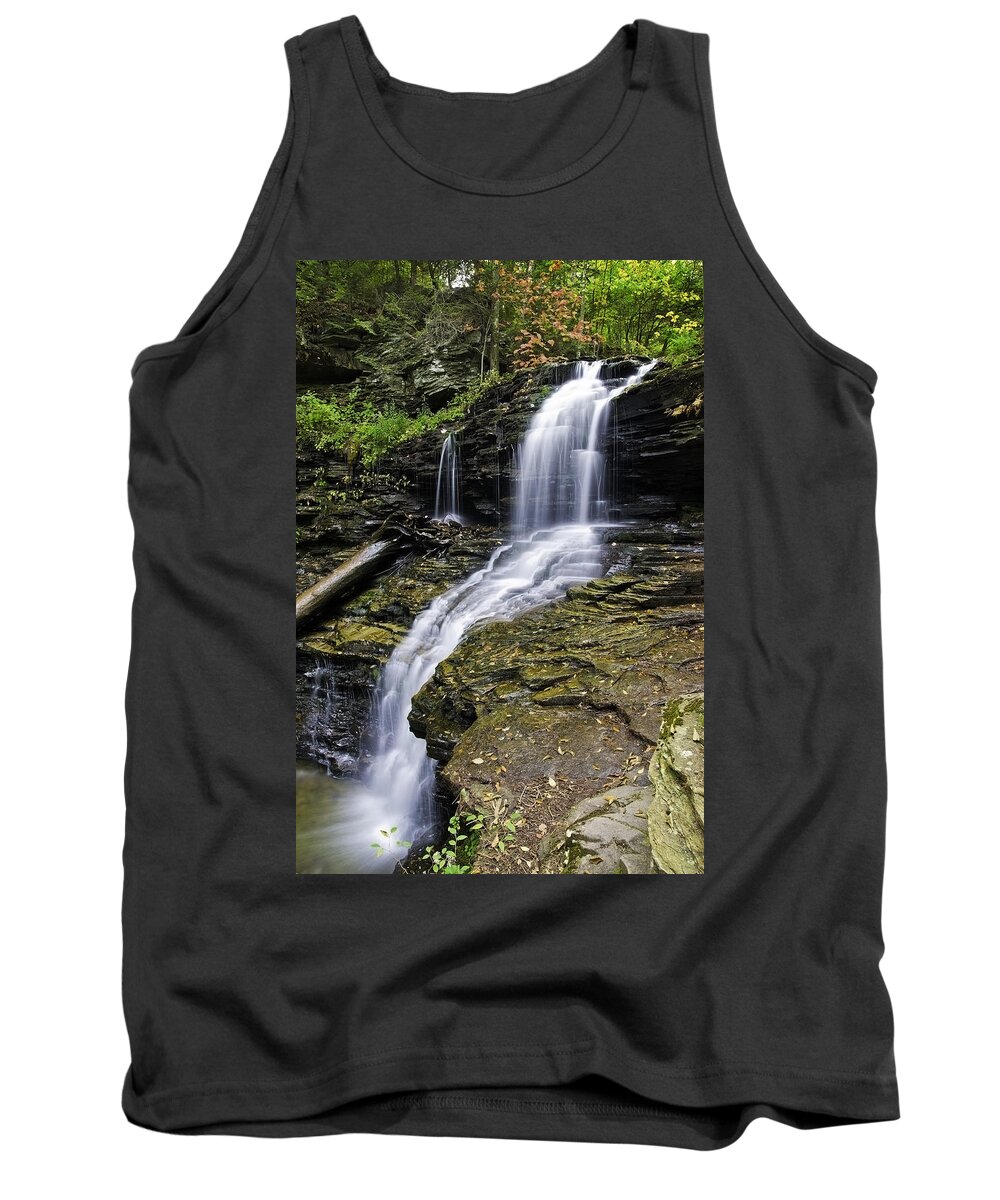 Ricketts Glen Tank Top featuring the photograph Shawnee Falls by Paul Riedinger