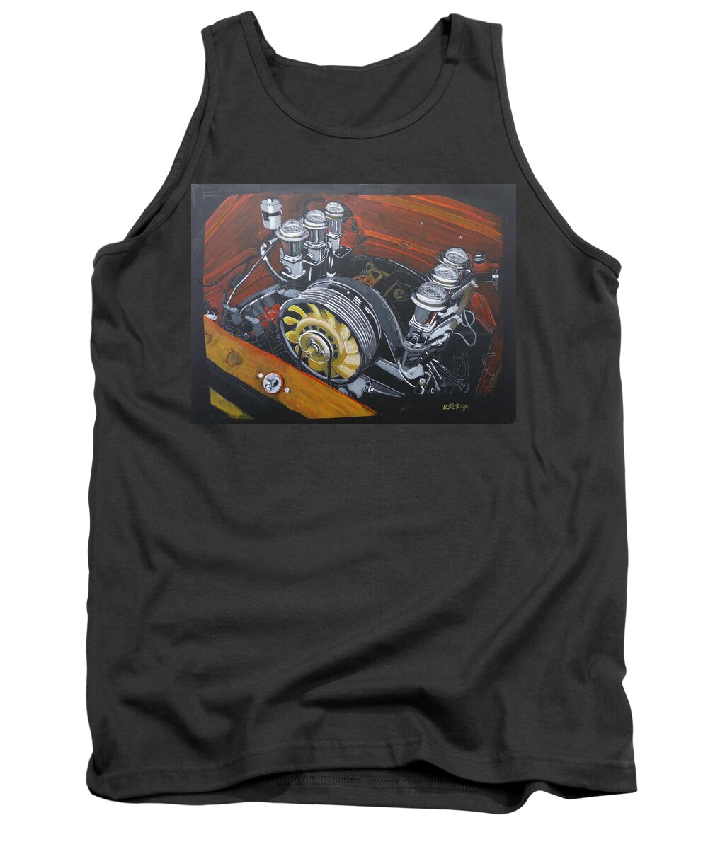 Singer Tank Top featuring the painting Singer Porsche Engine by Richard Le Page