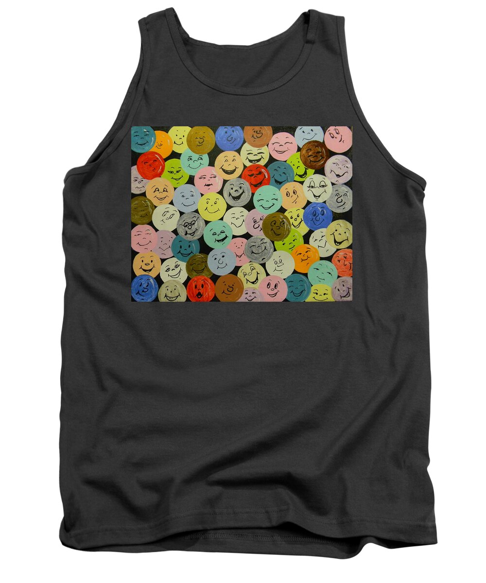 Smile Tank Top featuring the painting Smilies by Bertie Edwards