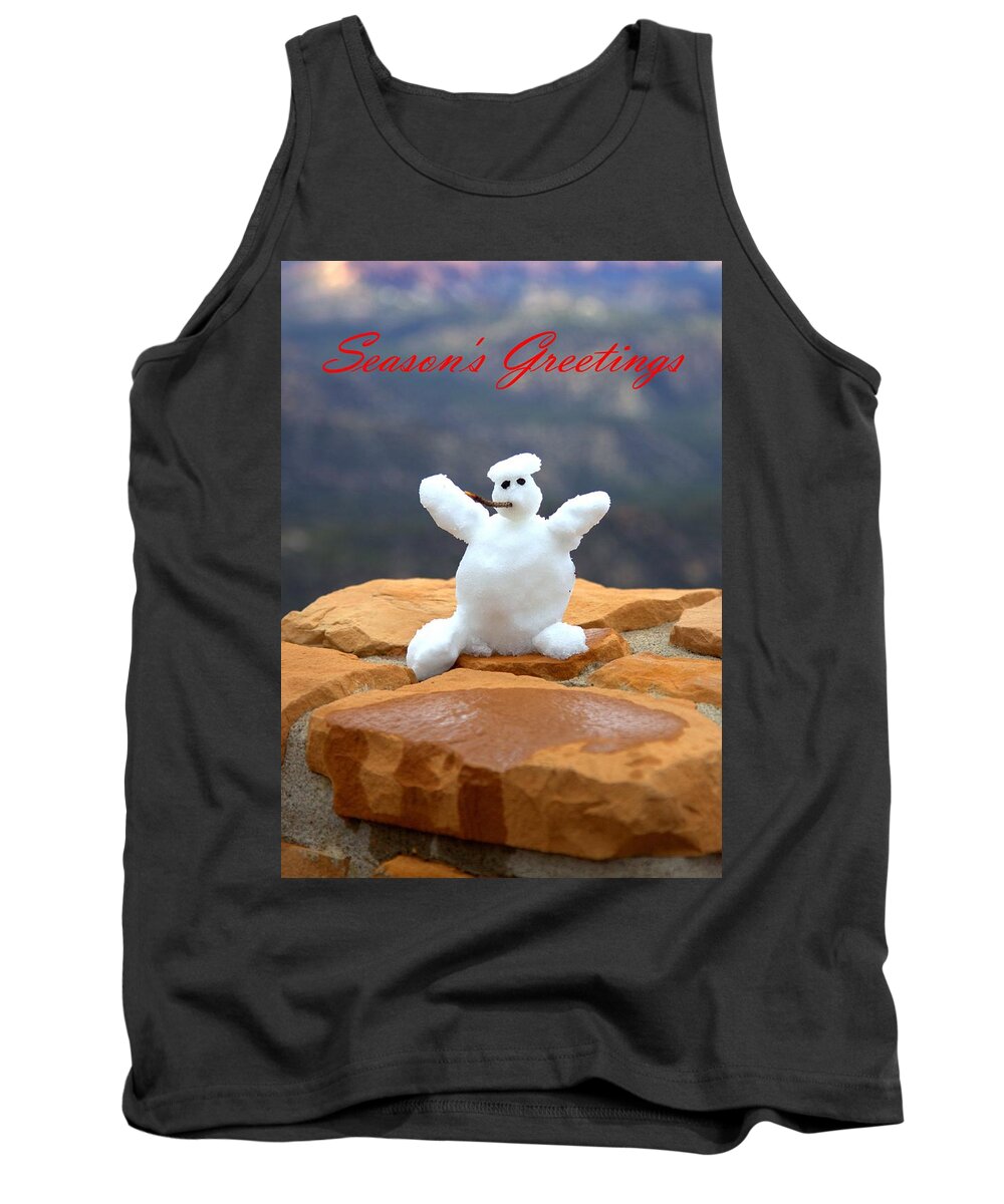 1101 Tank Top featuring the photograph Snowball Snowman by Gordon Elwell