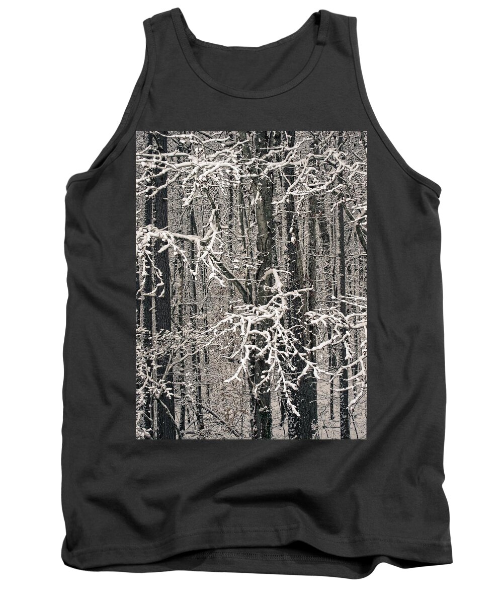 Landscape Tank Top featuring the photograph Snowy Woods by Carol Whaley Addassi