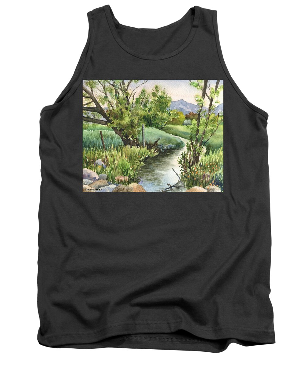 Landscape Painting Tank Top featuring the painting South Boulder Creek by Anne Gifford