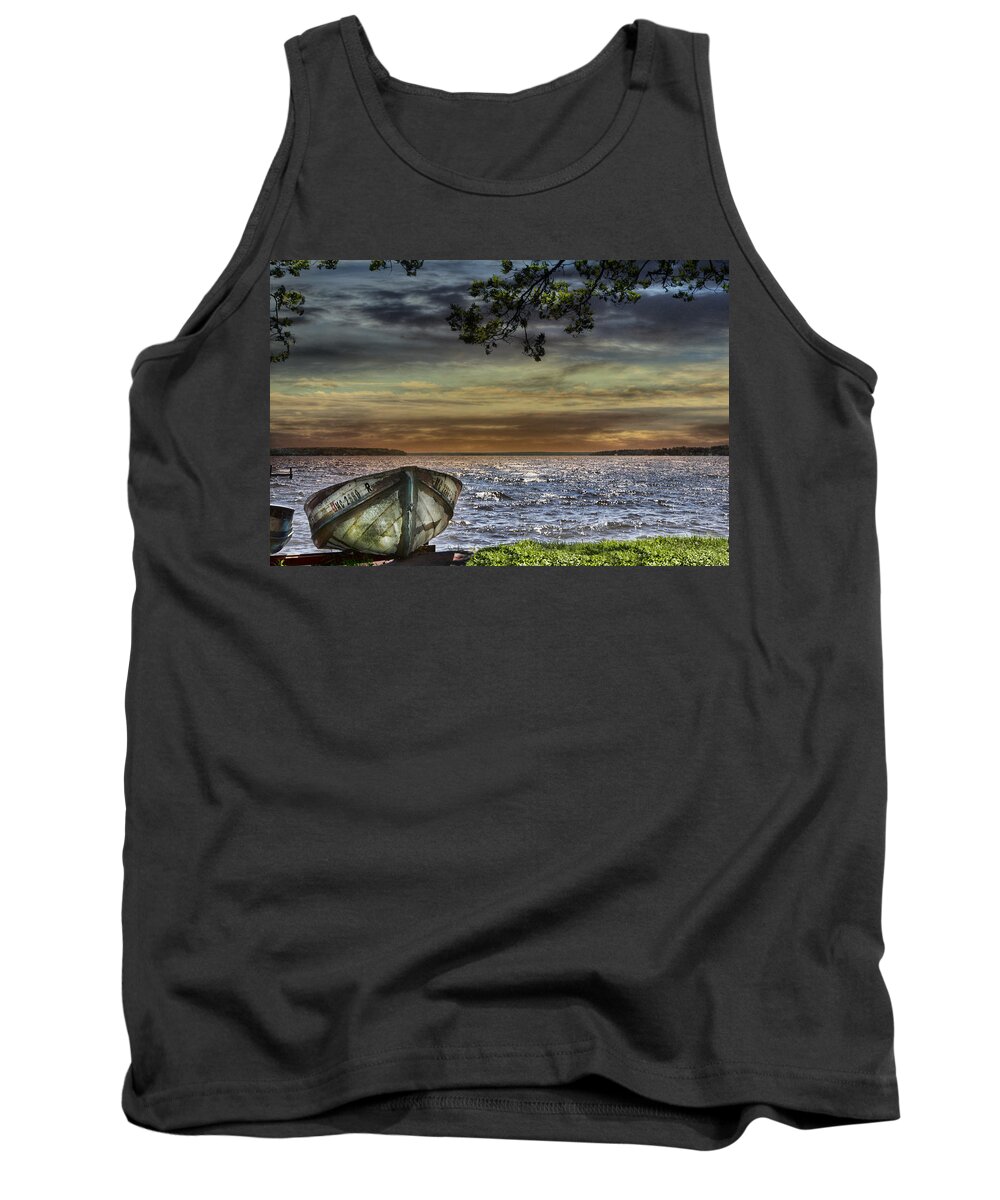 Evie Tank Top featuring the photograph South Manistique Lake with Rowboat by Evie Carrier