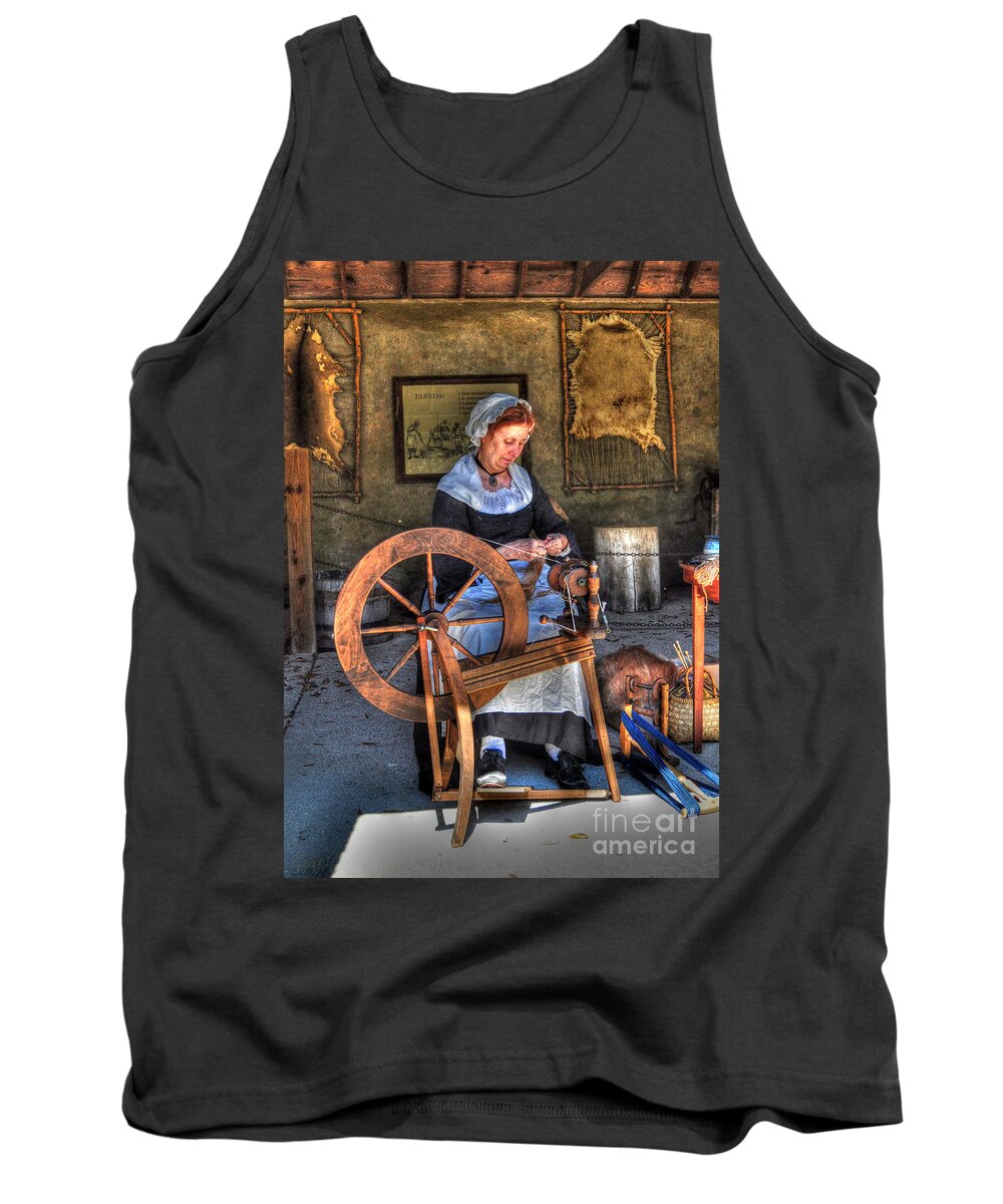 Historic Tank Top featuring the photograph Spinning Yarn by Kathy Baccari