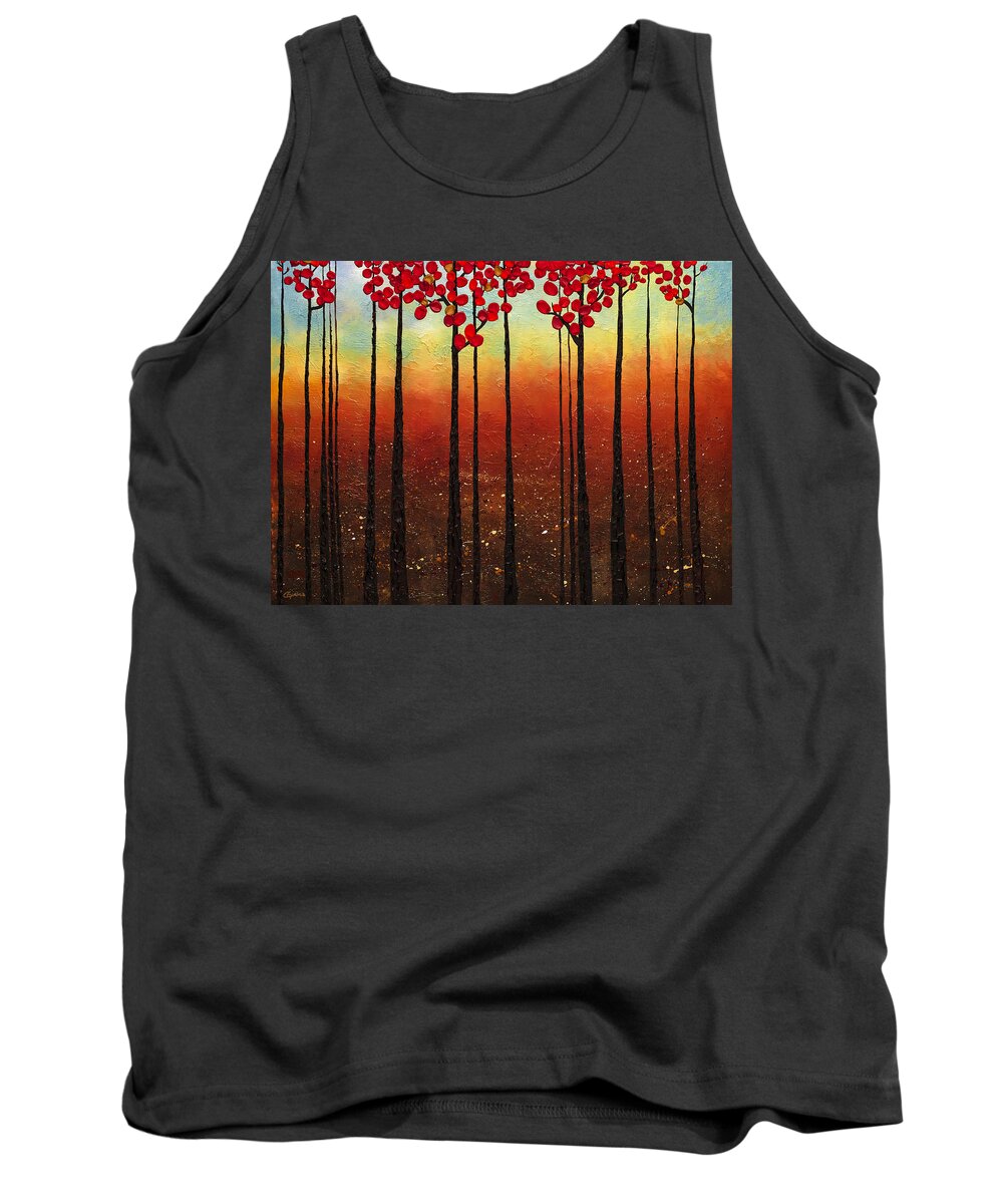Abstract Art Tank Top featuring the painting Spring Ahead by Carmen Guedez