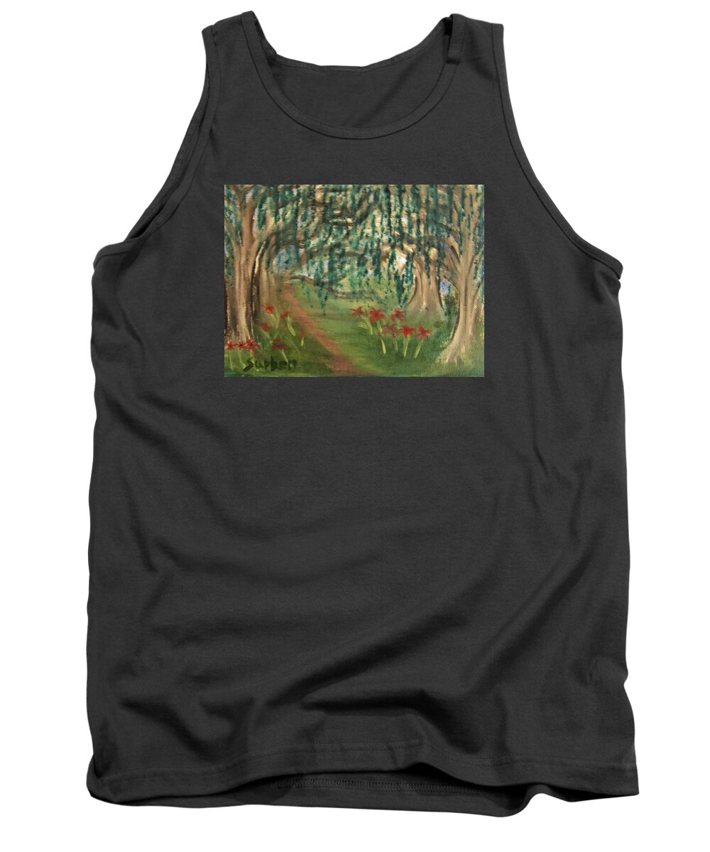 Trail Tank Top featuring the painting Spring Trail by Suzanne Surber